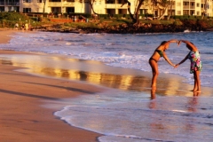 Hawaiian girls Playing on the beach